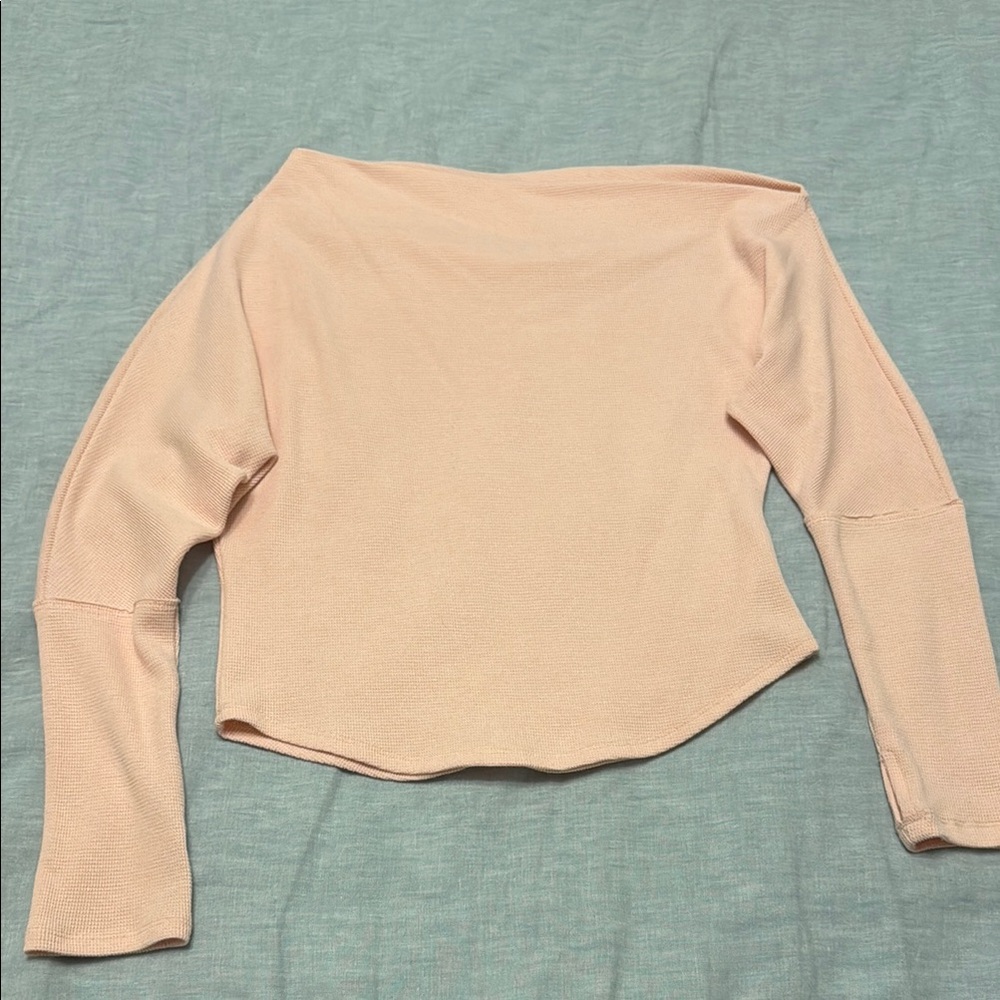 Off-Shoulder Light Pink Sweater- Free People
